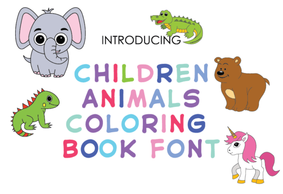Children Animals Coloring Book Font for Playful Branding